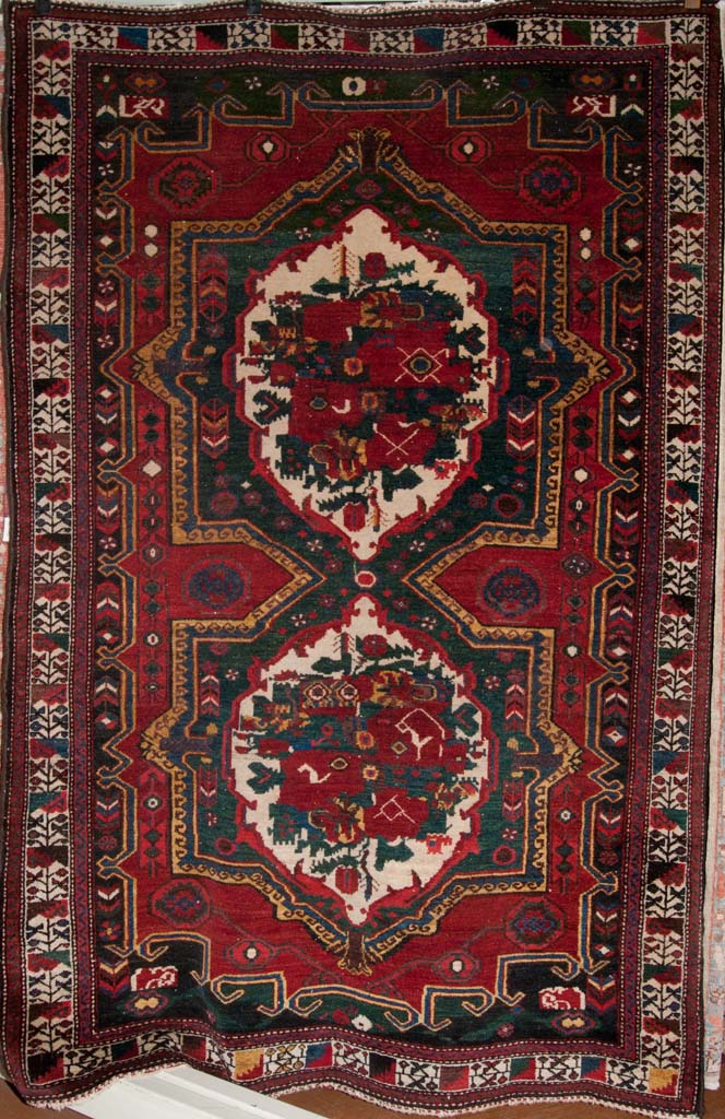 Antique Gole Farangi Bakhtiari Persian Rug