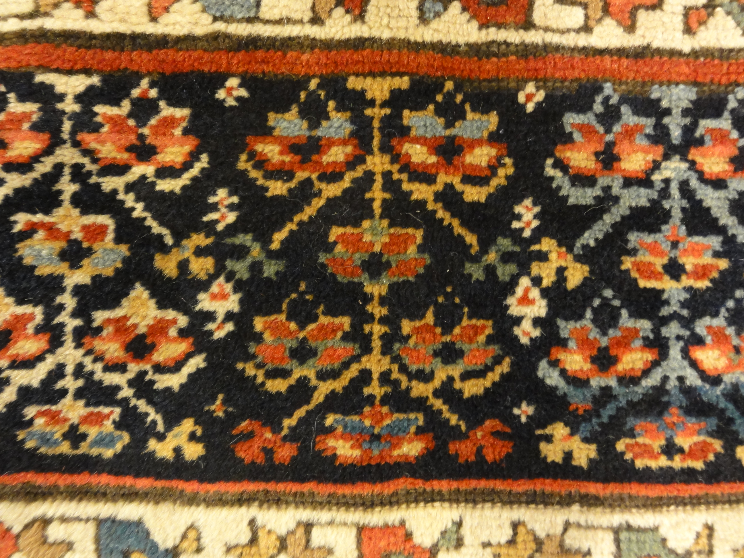 Proto Shahsavan Soj-Bolagh rug ca. 1800 in perfect condition. Classical Tribal art from Kourosh Collection. World class tribal rug at its best.
