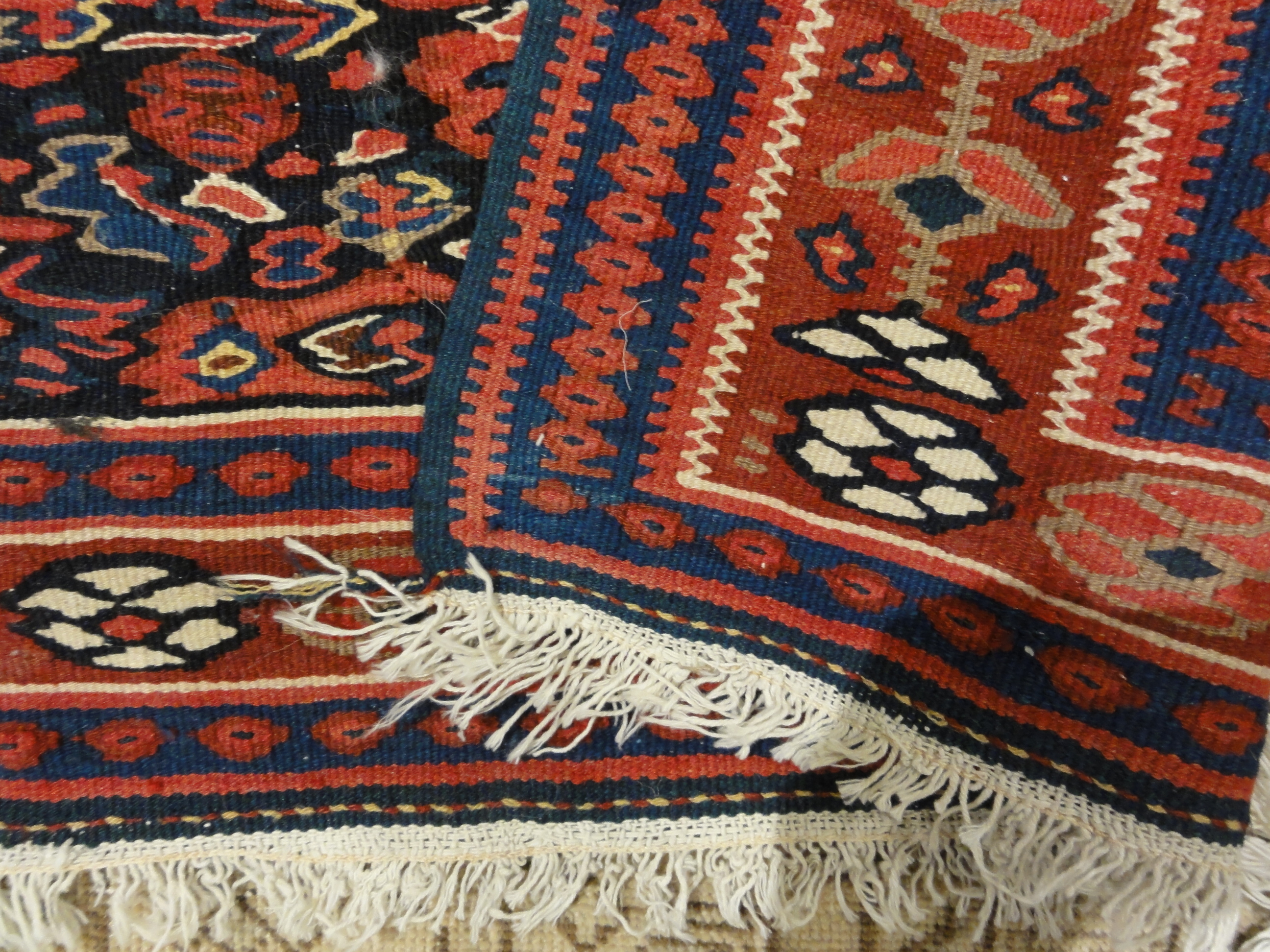 Antique Bijar Kelim Rug. A piece of genuine authentic woven carpet art sold by Santa Barbara Design Center, Rugs and More.
