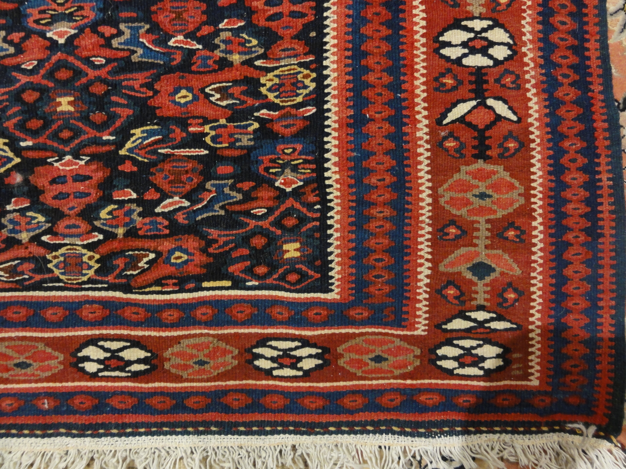 Antique Bijar Kelim Rug. A piece of genuine authentic woven carpet art sold by Santa Barbara Design Center, Rugs and More.