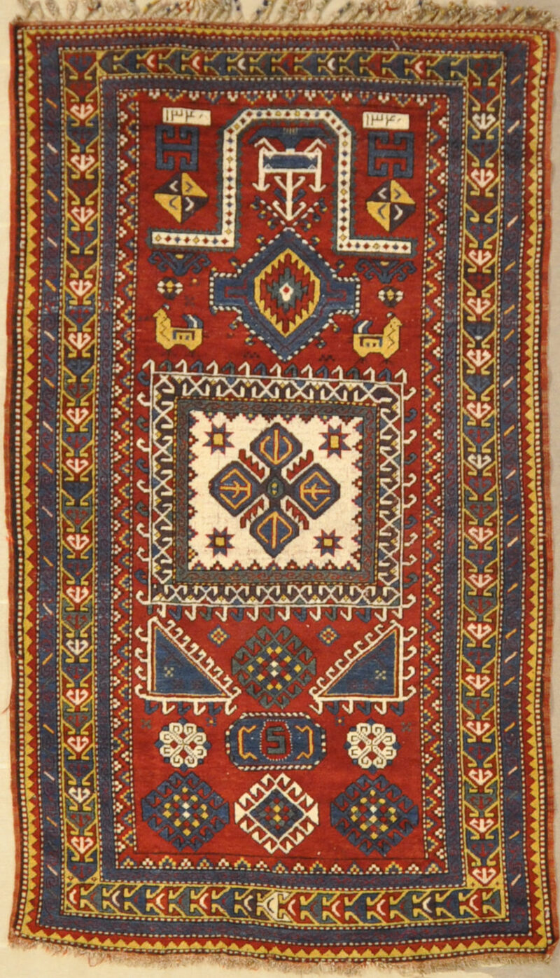 Antique kazak rugs prayer caucasian Santa barbara design center