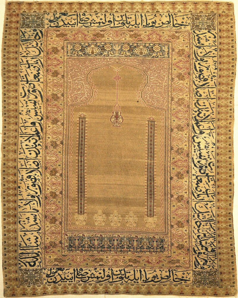 Antique Ottoman Prayer Rug Pendant Genuine Authentic Woven Carpet Art Intricate Design Santa Barbara Design Center Rugs and More