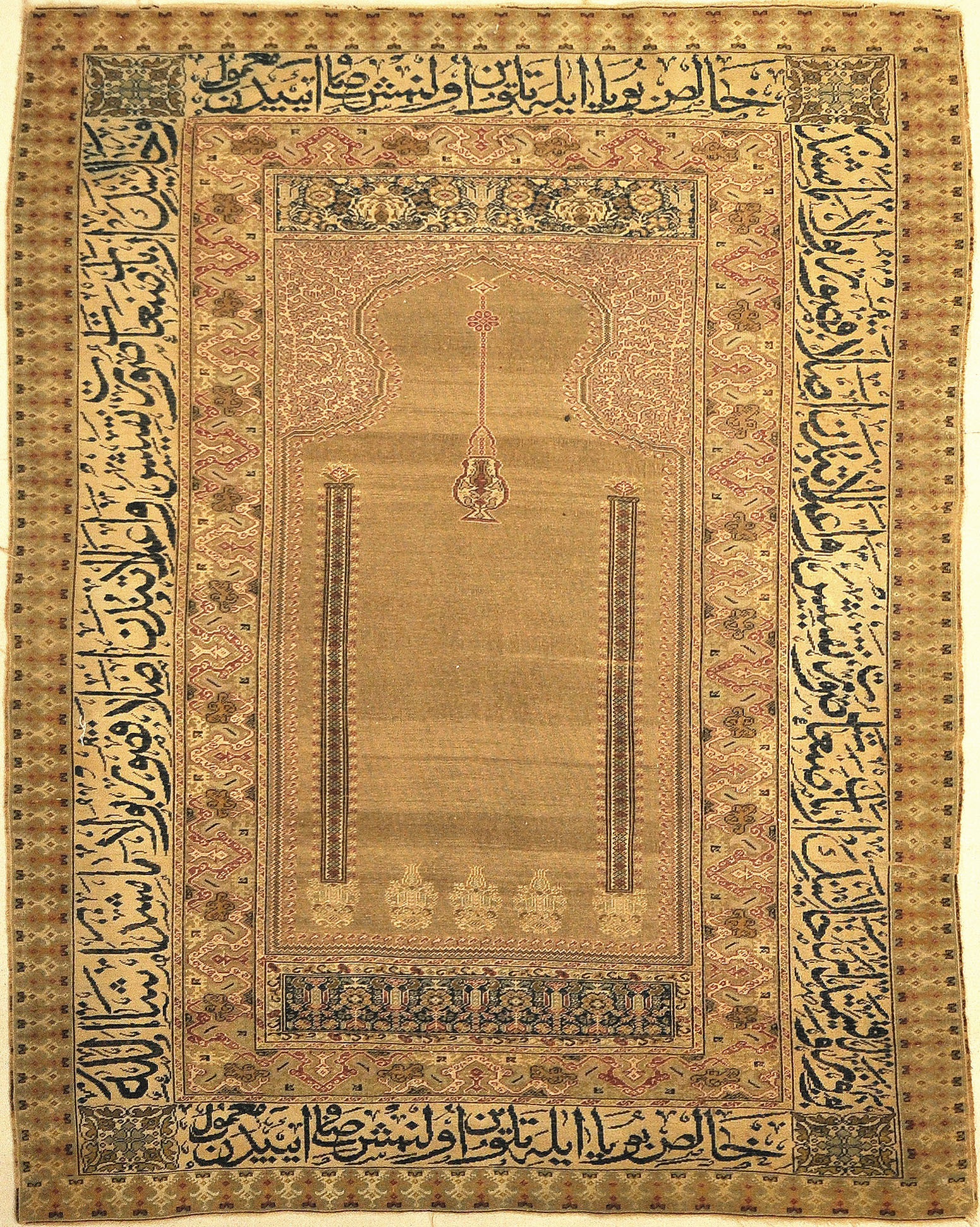 Antique Ottoman Prayer Rug Pendant Genuine Authentic Woven Carpet Art Intricate Design Santa Barbara Design Center Rugs and More