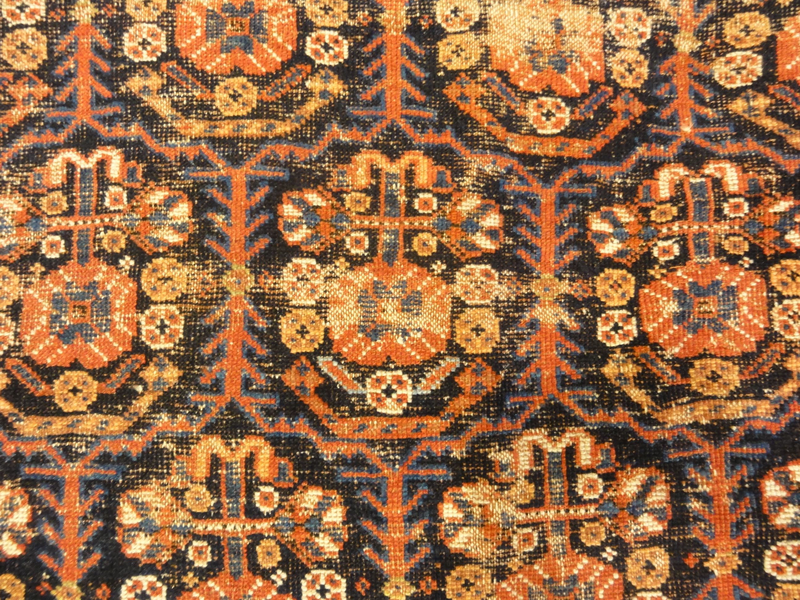 Antique Handwoven Persian Afshar Botteh. A piece of genuine, intricate woven carpet art sold by Santa Barbara Design Center Rugs and More.