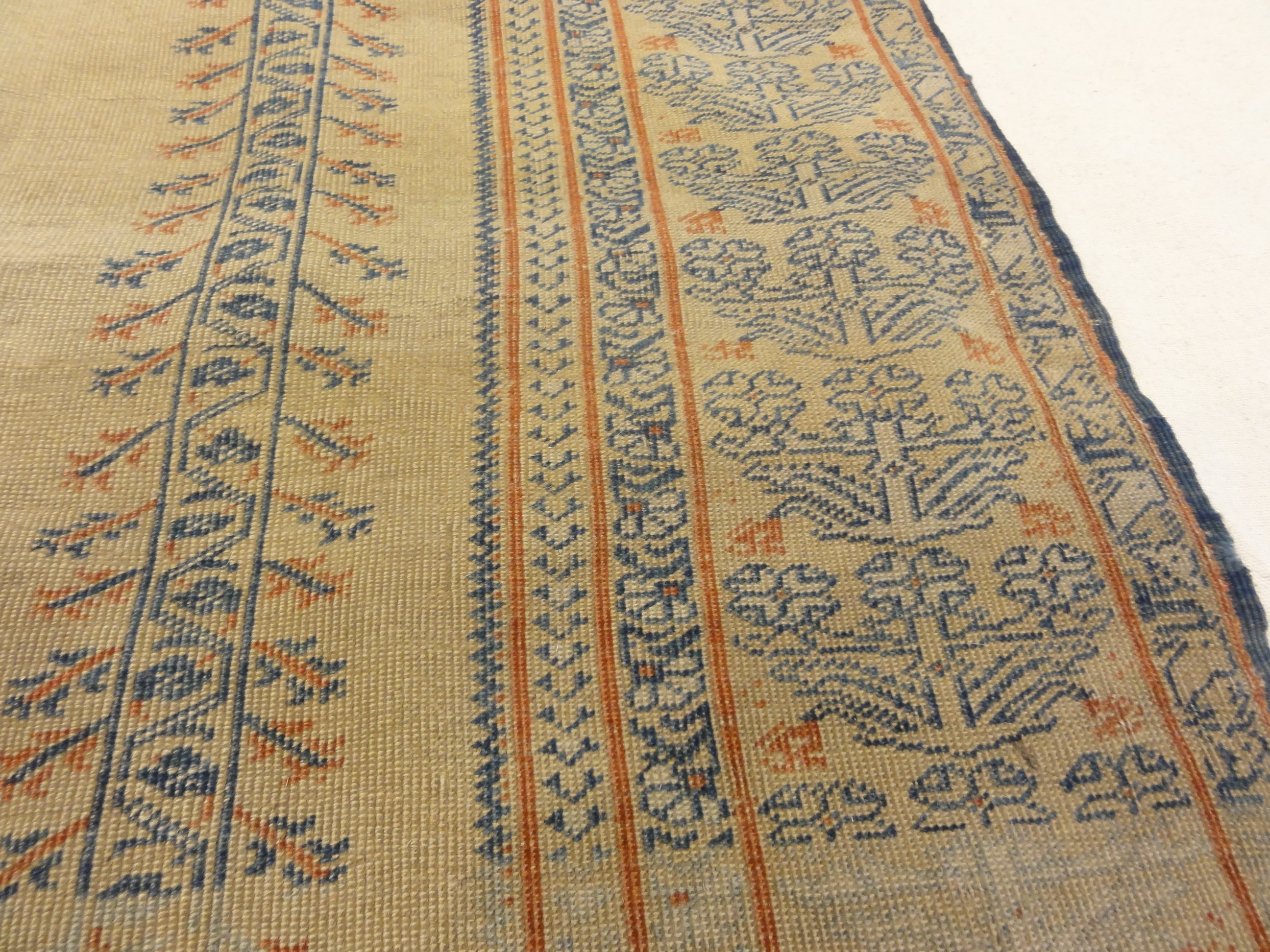 Antique Transylvanian 17th Century Turkish Prayer Rug. A fine piece of genuine woven carpet art sold at the Santa Barbara Design Center.