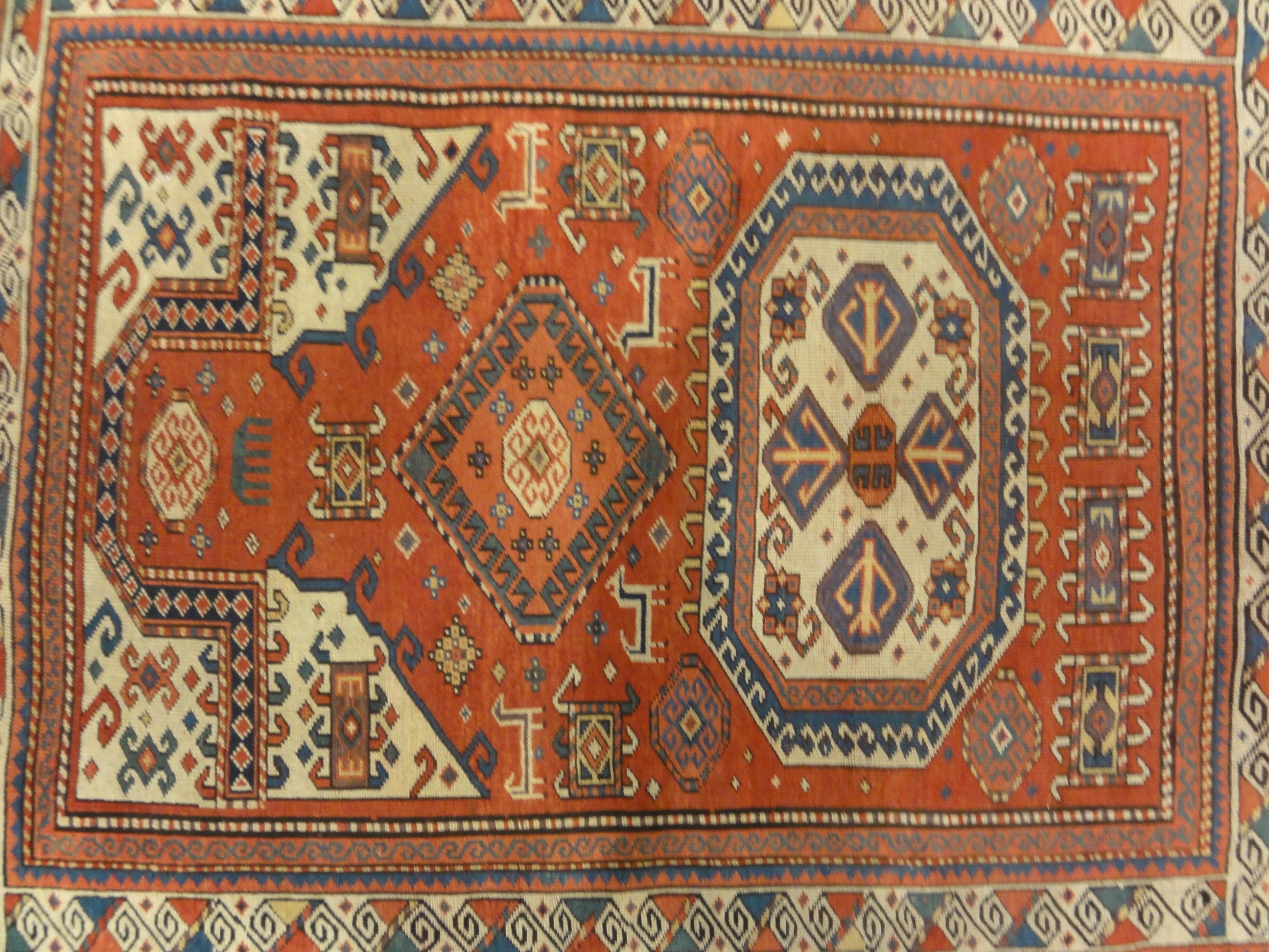 Finest Rare Museum Quality Caucasian Kazak Rug From the Early 19th Century. Genuine Woven Carpet Art. Santa Barbara Design Center Rugs and More.