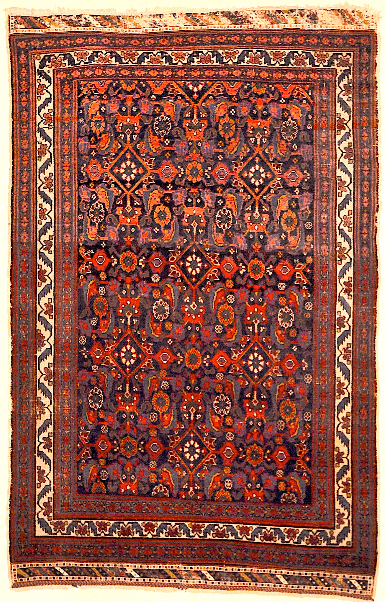 Antique Persian Afshar Herati Rug Genuine Woven Carpet Santa Barbara