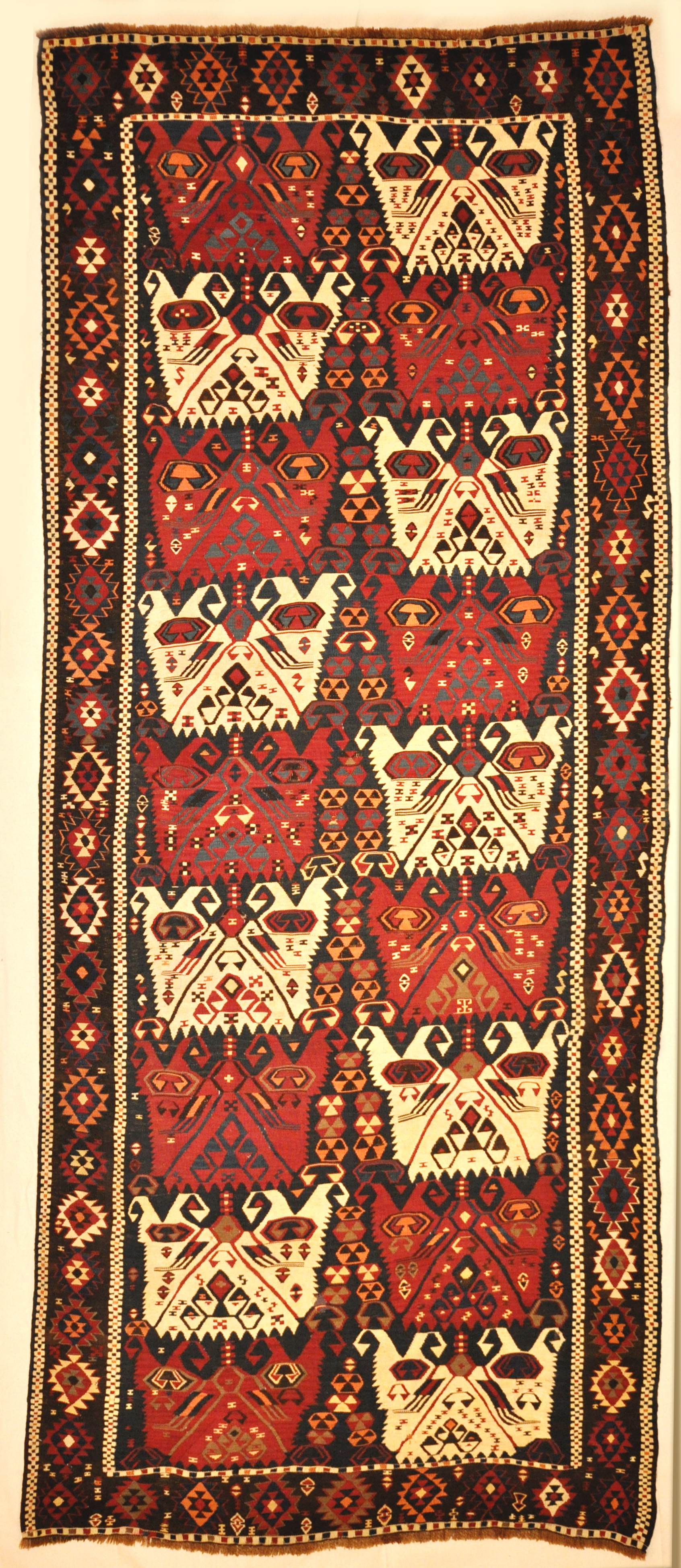 Rare Antique Kelim Tribal Rug Featuring Goddess of Anatolia and Phoenixes Genuine Woven Carpet Art Santa Barbara Design Center Rugs and More