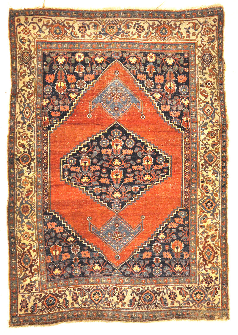 Antique Halvai Bijar Mid 19th Century Wool Foundation Genuine Authentic Carpet Art Santa Barbara Design Center Rugs and More