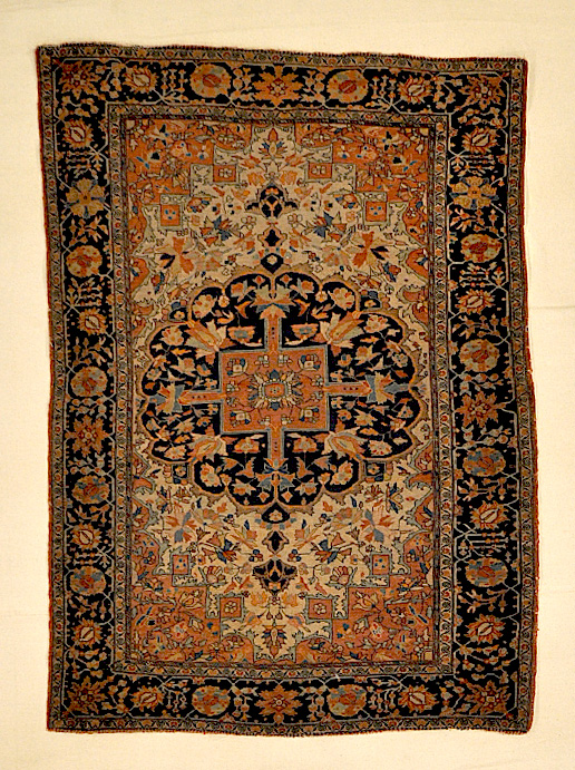 Small Antique Persian Sarouk Farahan Genuine Woven Carpet Art Authentic Intricate Design Superb Craftmanship