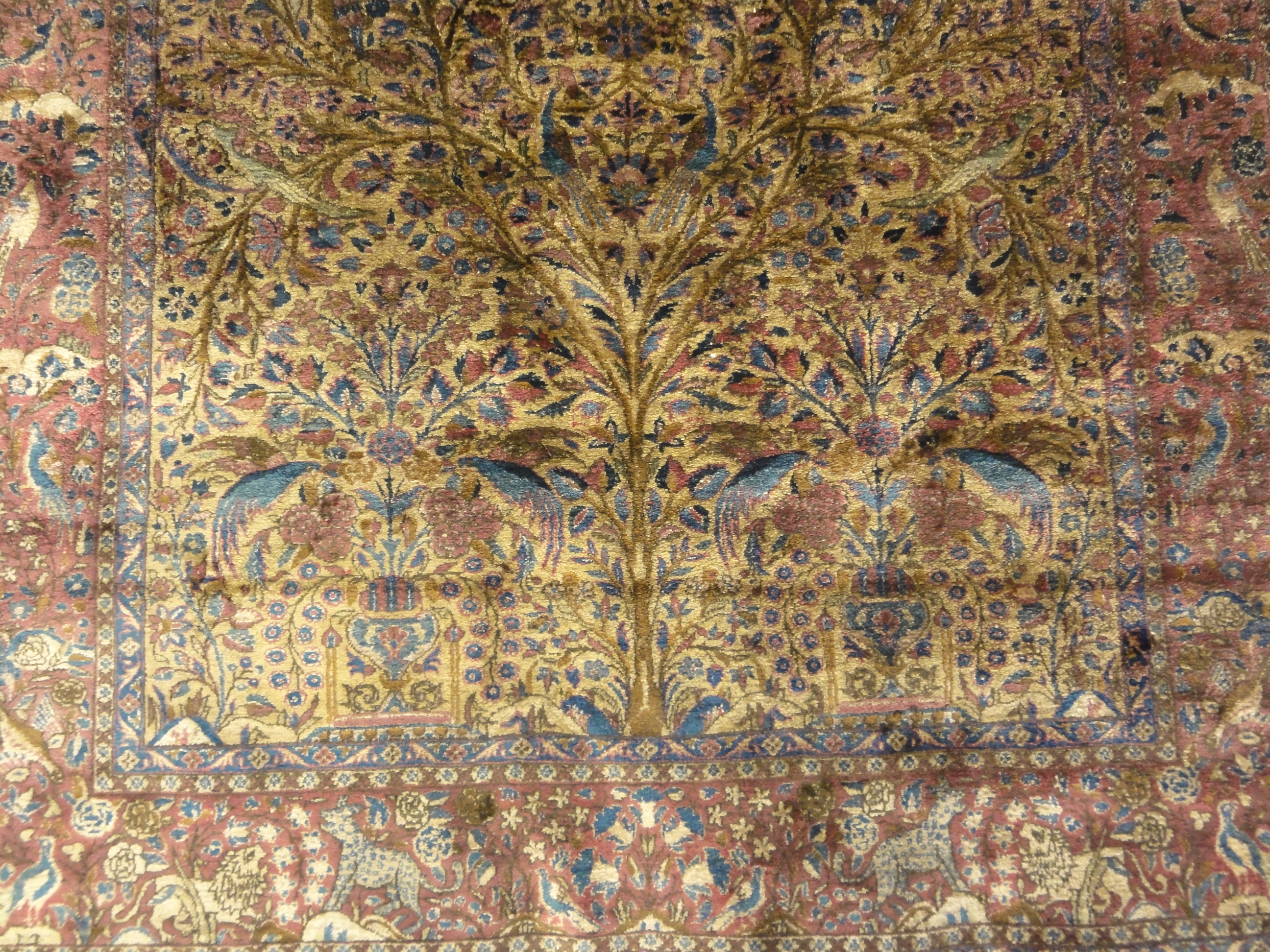 Antique Silk Maroon Kashan