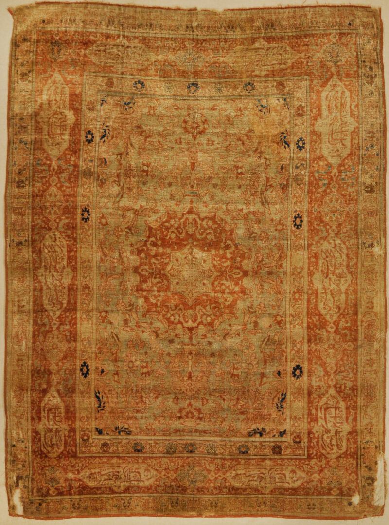 Rare 1800s Classical Silk Tabriz from Northwest Persia. Handmade in Persia. Antique rug sold by Santa Barbara Design Center.