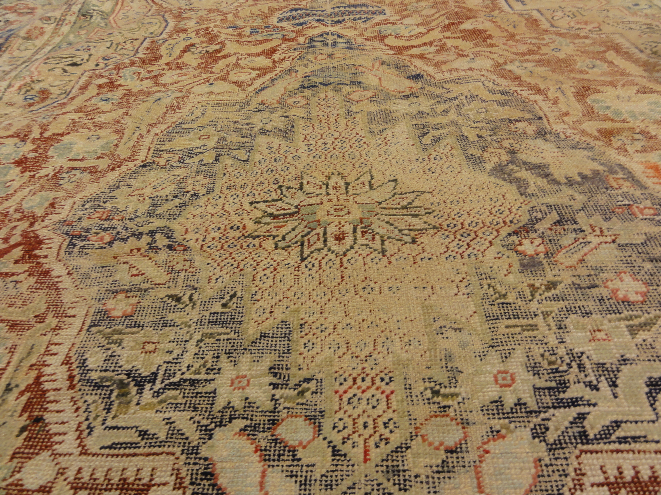 Antique Silk Turkish Kaysari Rug. A piece of genuine, woven carpet art sold by the Santa Barbara Design Center, Rugs and More.