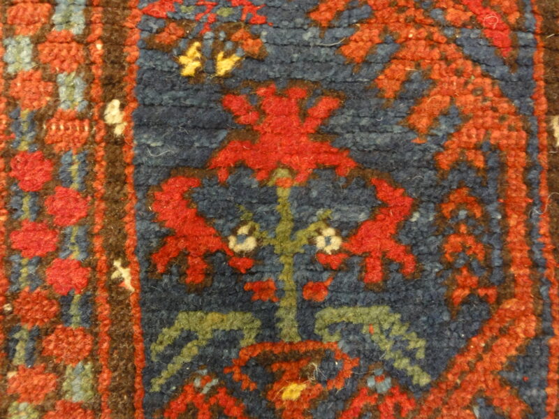 Antique Turkish Kula Rug Circa 1880. A piece of genuine woven carpet art sold by the Santa Barbara Design Center and Rugs and More.