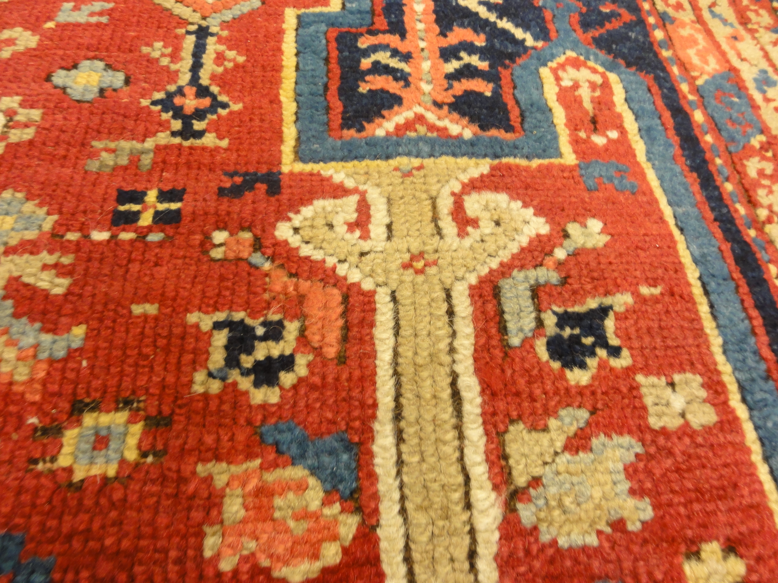 Rare Turkish Oushak Meditation Piece Circa 1800s. A very rare beautiful rug. Genuine woven carpet art sold by Santa Barbara Design Center, Rugs and More.