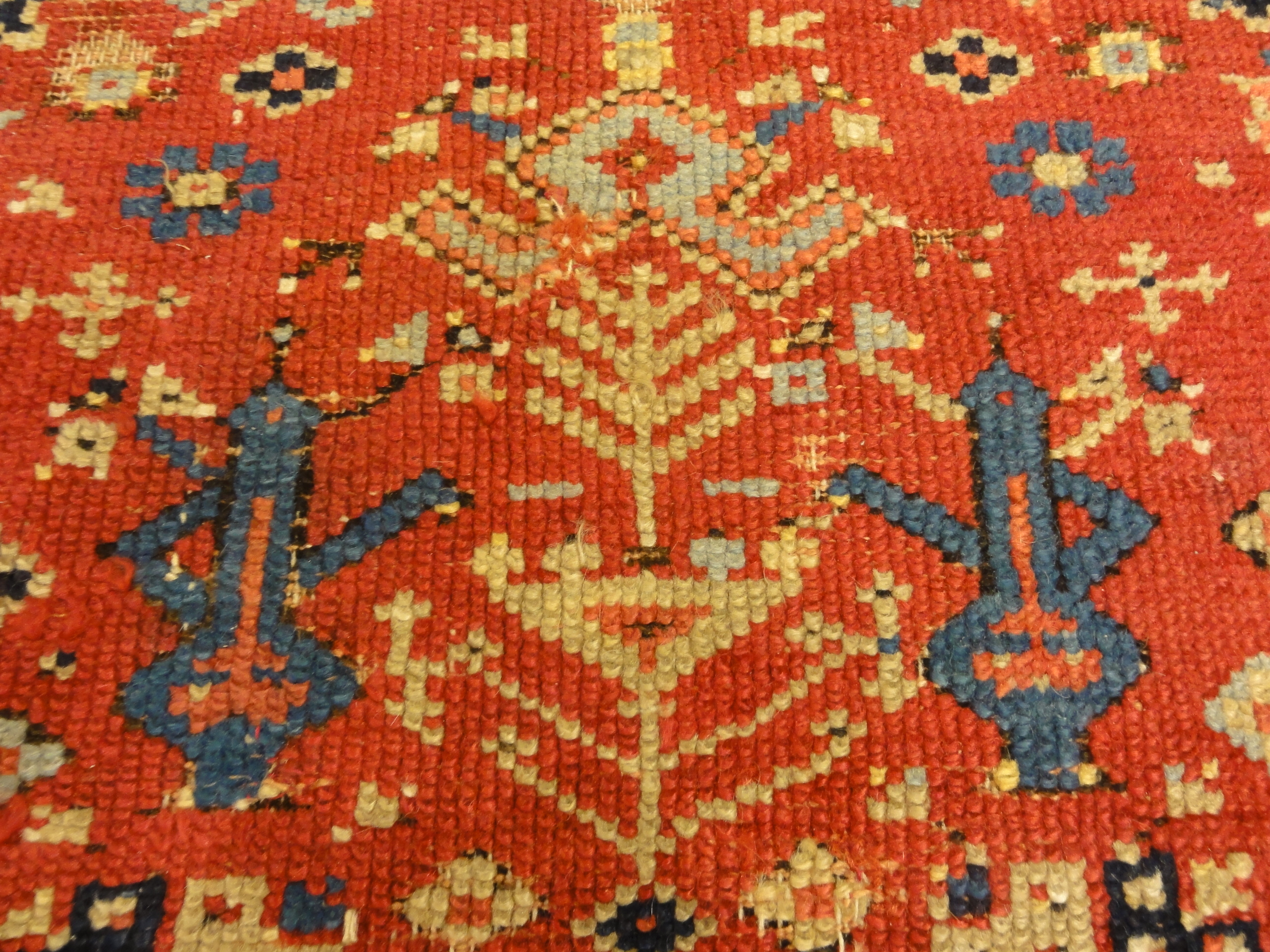 Rare Turkish Oushak Meditation Piece Circa 1800s. A very rare beautiful rug. Genuine woven carpet art sold by Santa Barbara Design Center, Rugs and More.