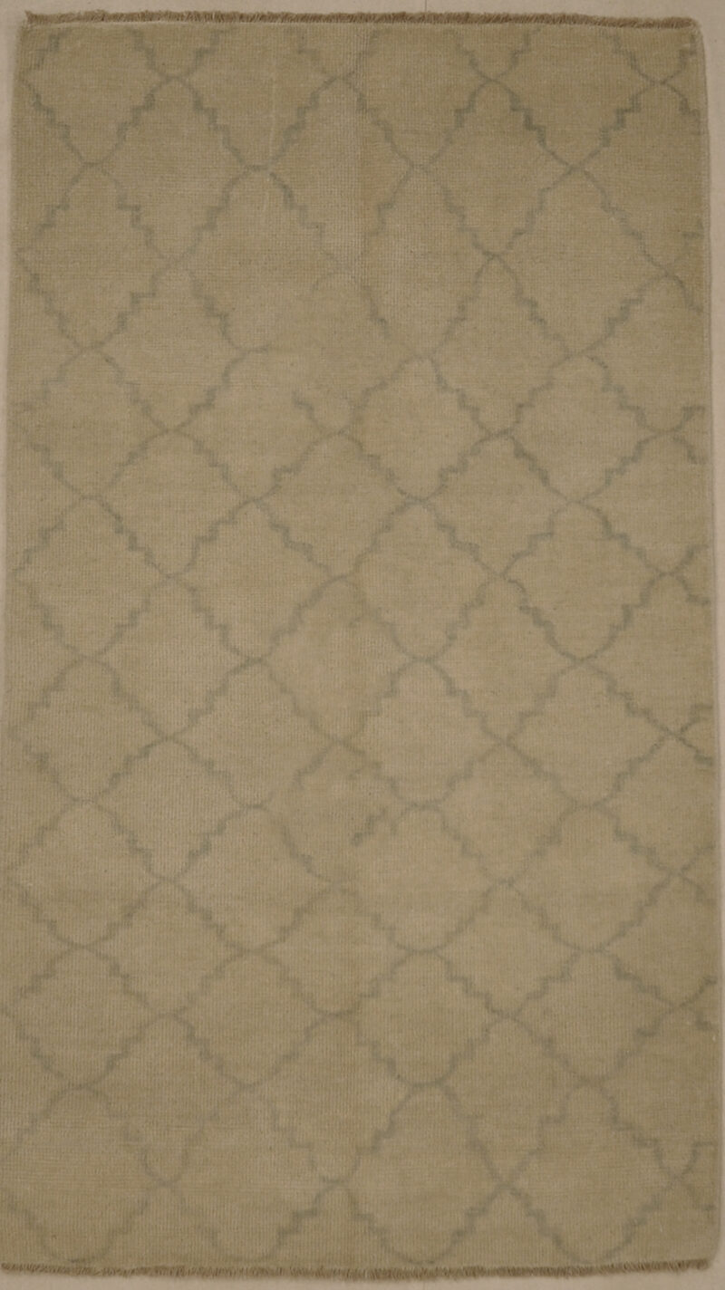 Blue and Beige Fine Modern Trellised Rug. A piece of genuine woven carpet art sold by the Santa Barbara Design Company, Rugs and More.