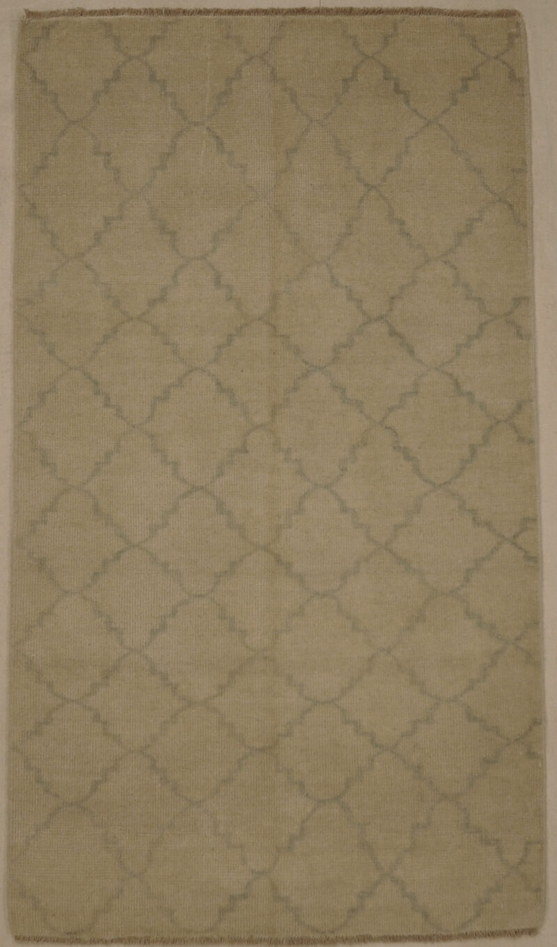 Fine Modern Blue and Beige Trellises Rug. A piece of woven authentic carpet art sold by Santa Barbara Design Center, Rugs and More.