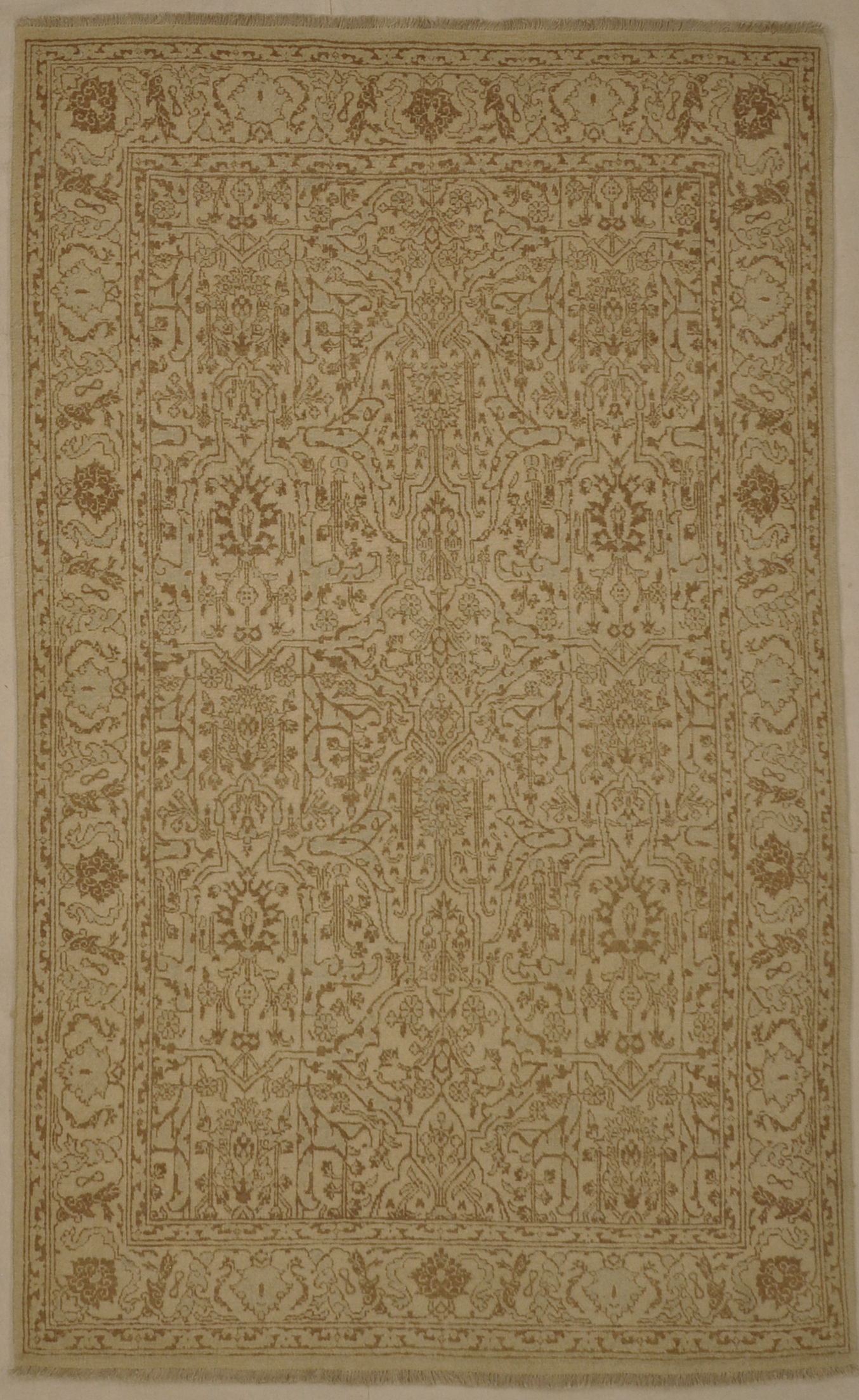 Antique Ivory on Ivory Larestan Rug. A piece of genuine woven carpet art sold by Santa Barbara Design Center Rugs and More.