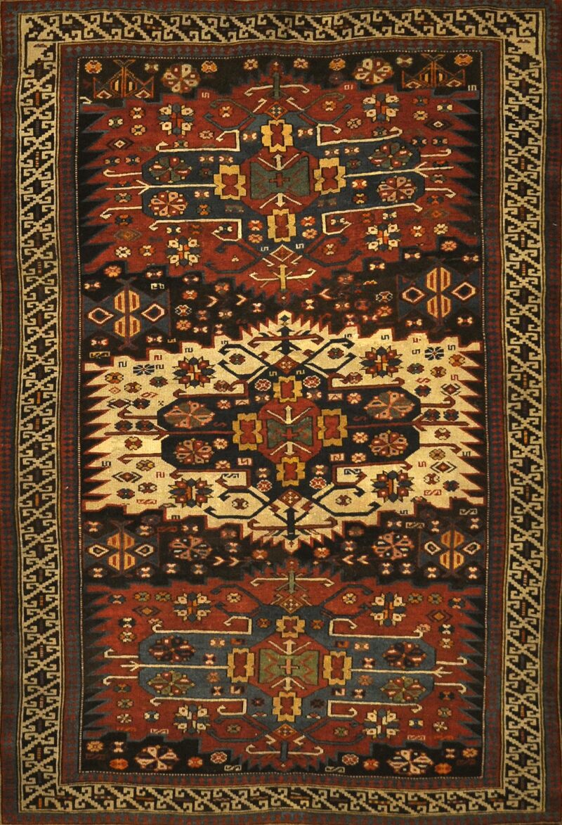 Antique Shirvan Rug Circa 1880. A piece of genuine authentic antique woven carpet art sold by Santa Barbara Design Center Rugs and More.