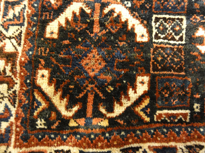 Antique Khamseh Original Southwest Persian Rug. A piece of genuine authentic woven carpet art sold by Santa Barbara Design Center Rugs and More.