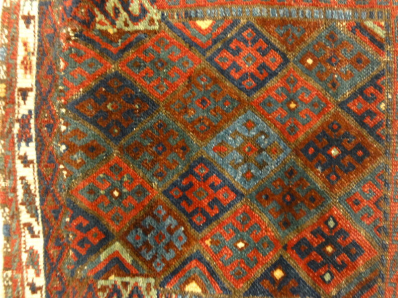 Antique Persian Jaf Kurd Rug Circa 1880. A piece of genuine authentic woven carpet art sold by Santa Barbara Design Center Rugs and More.