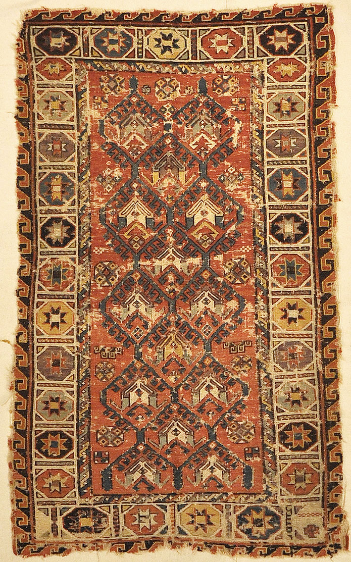 Antique Rare Size and Design Soumak Rug. A piece of genuine antique woven carpet art sold by the Santa Barbara Design Center, Rugs and More.