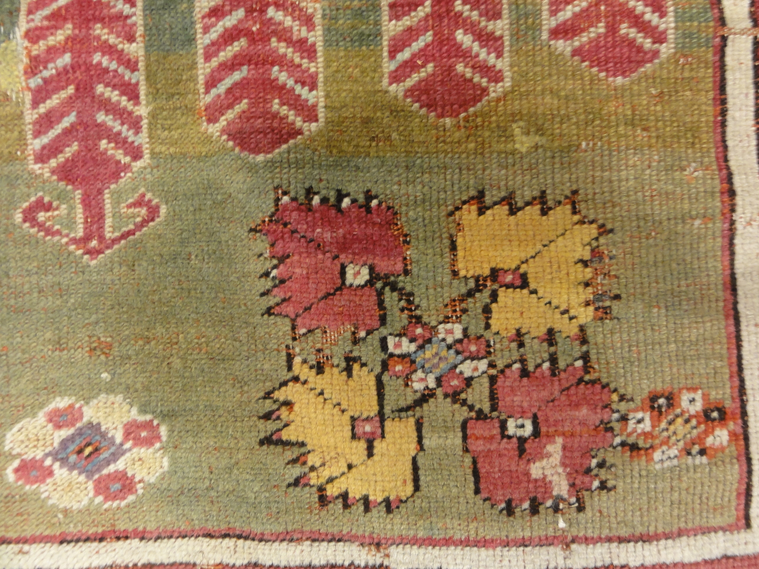 Antique Kirsehir Circa 18th Century. A piece of genuine authentic antique woven carpet art sold by Santa Barbara Design Center Rugs and More.