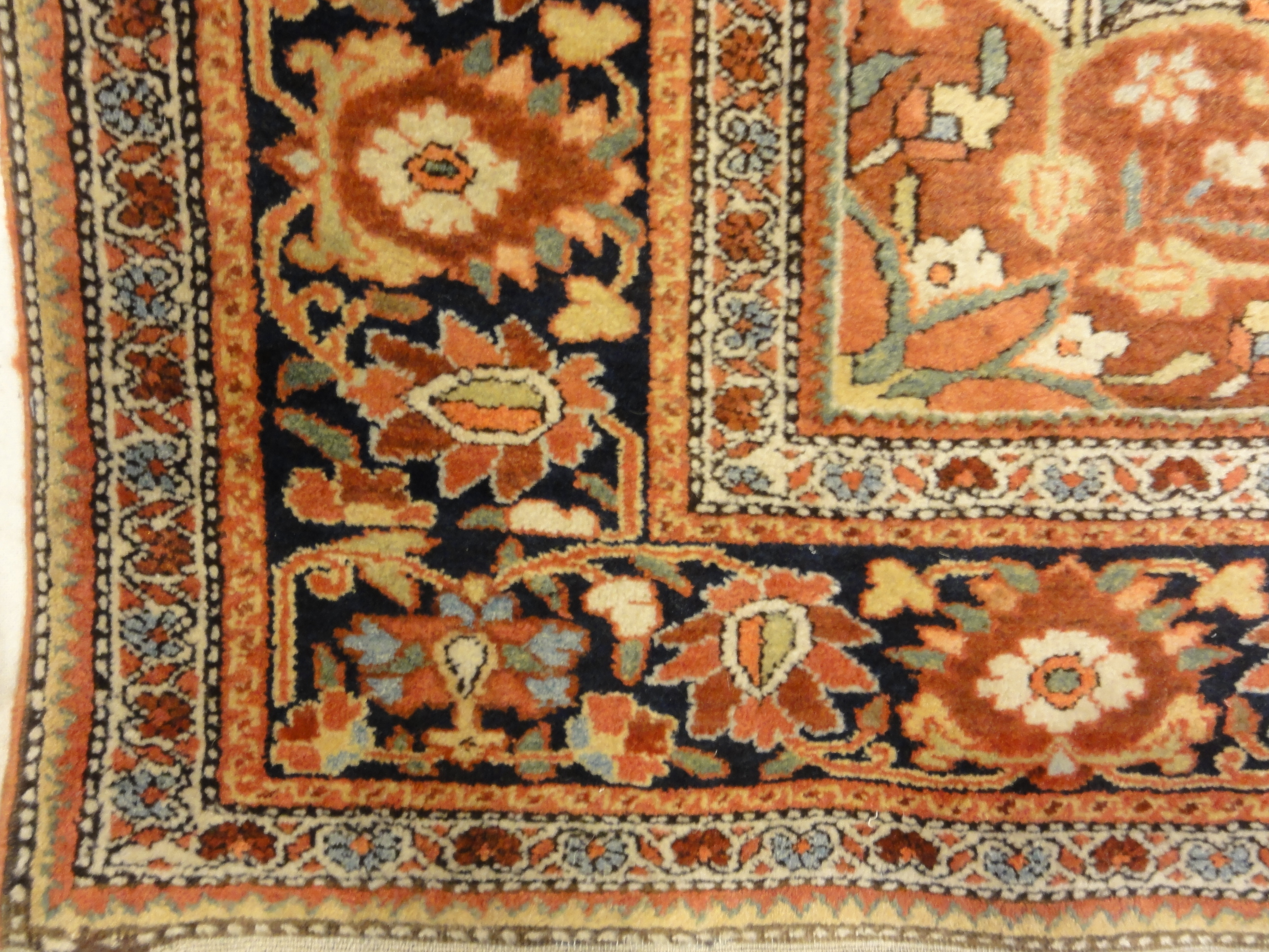 Rare Antique Fine Farahan Circa 1870. A piece of genuine authentic woven carpet art sold by the Santa Barbara Design Center, Rugs and More.