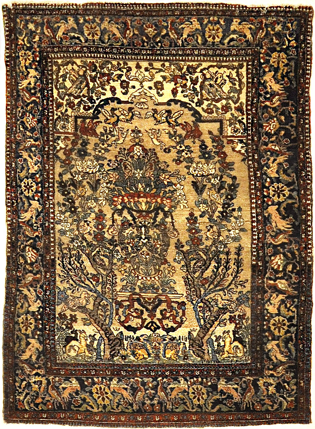 Very Rare and Unusual Antique Bakhtiari Rug. A piece of genuine authentic antique woven carpet art sold by Santa Barbara Design Center Rugs and More.