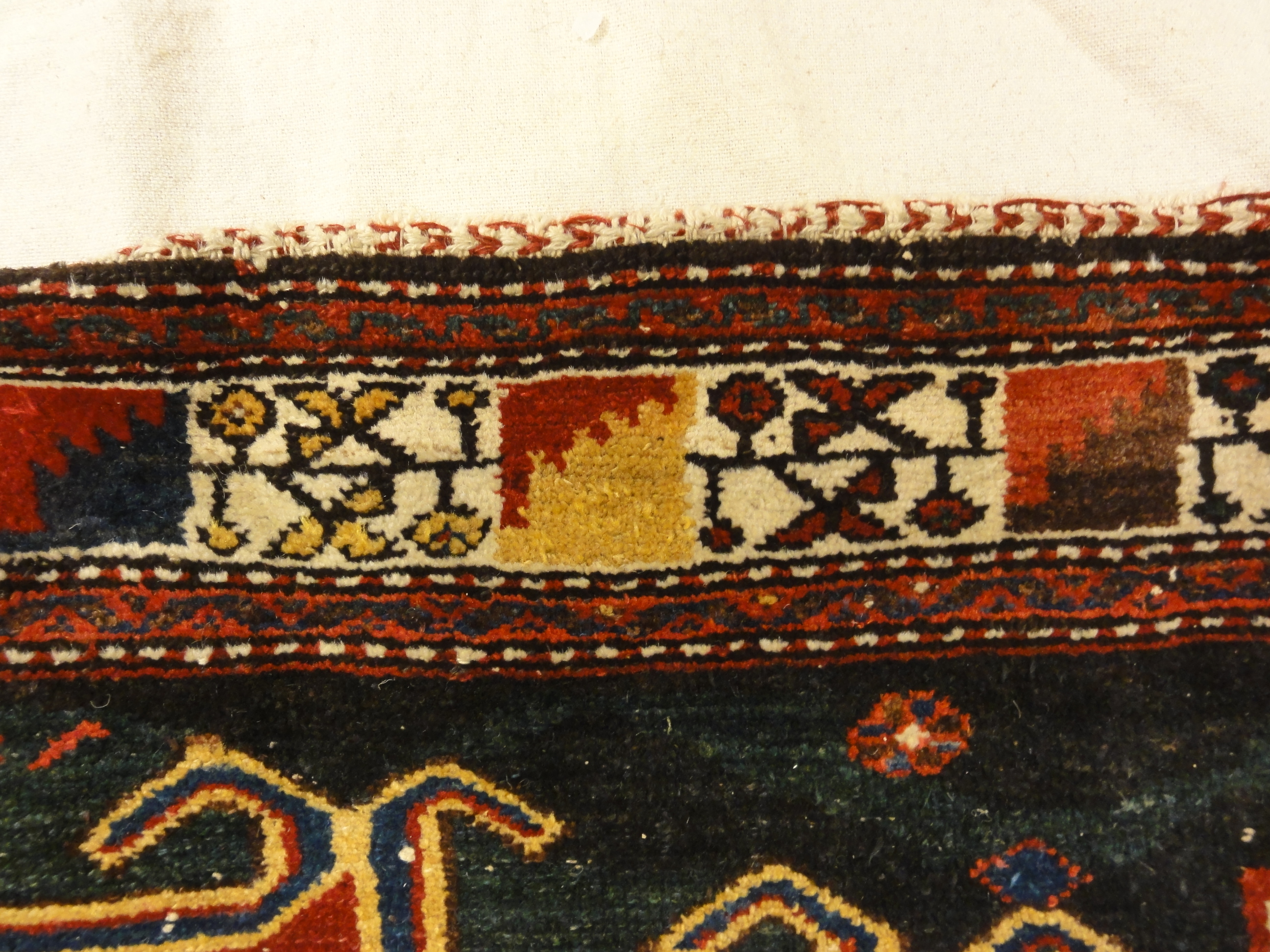 Antique Armenian Gole Farangi Rug A piece of woven antique carpet art sold by the Santa Barbara Design Center Rugs and More.