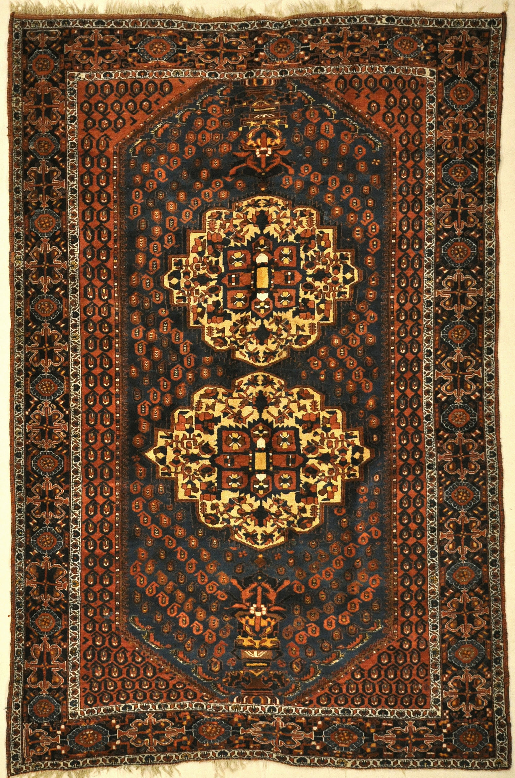 Antique Intricate Boteh Afshar Rug. A piece of genuine authentic antique woven carpet art sold by Santa Barbara Design Center, Rugs and More.