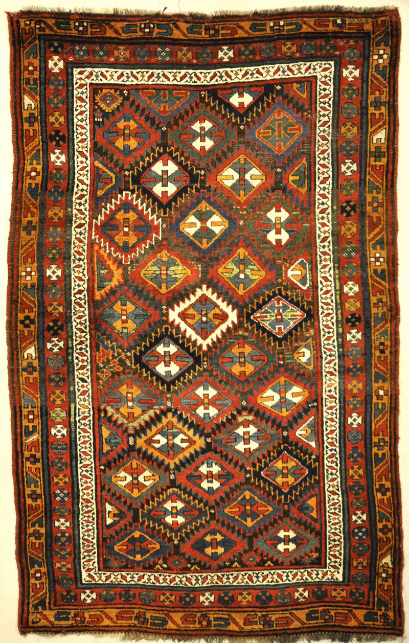 Rare Antique Shasavan Sojbolagh Rug. A piece of genuine authentic unique woven carpet art sold by the Santa Barbara Design Center, Rugs and More.