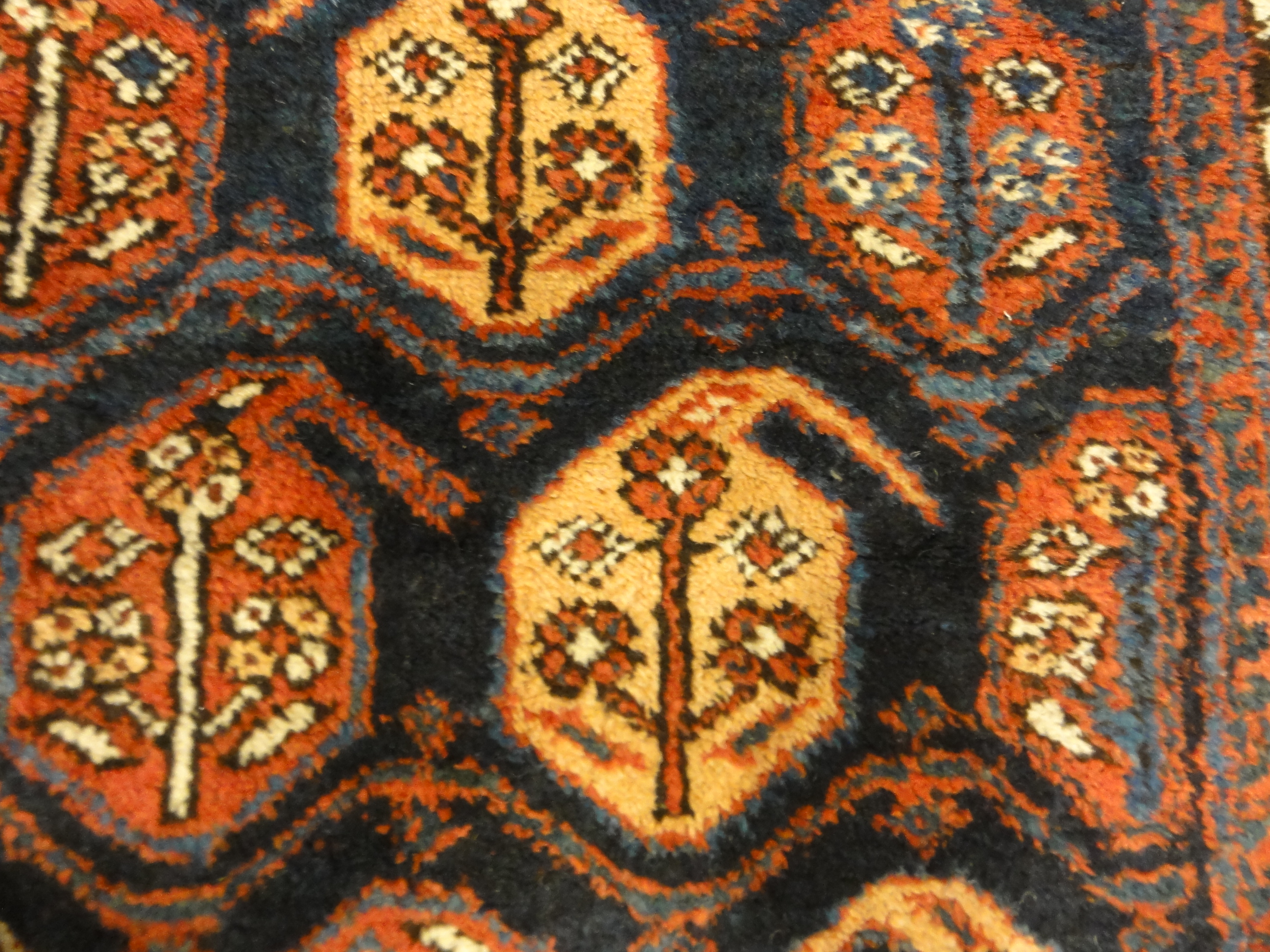 Rare 1870s Antique Boteh Afshar. A piece of authentic genuine antique woven carpet art sold by Santa Barbara Design Center, Rugs and More.