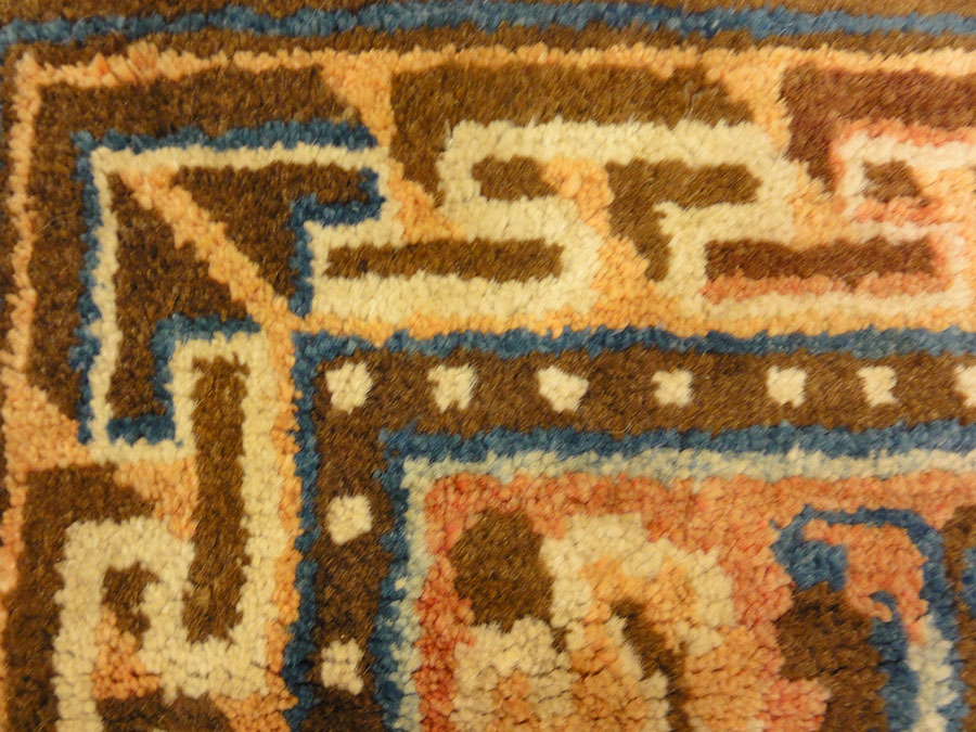 Antique Tibetan Chair Cover. A piece of antique woven carpet art sold by Santa Barbara Design Center, Rugs and More in Santa Barbara, California.
