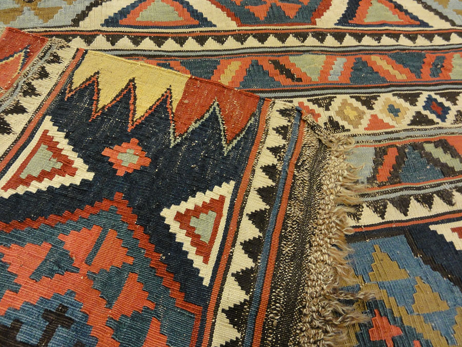 Antique Fine Shirvan Rug. A piece of genuine antique woven carpet art sold by Santa Barbara Design Center, Rugs and More in Santa Barbara, California.