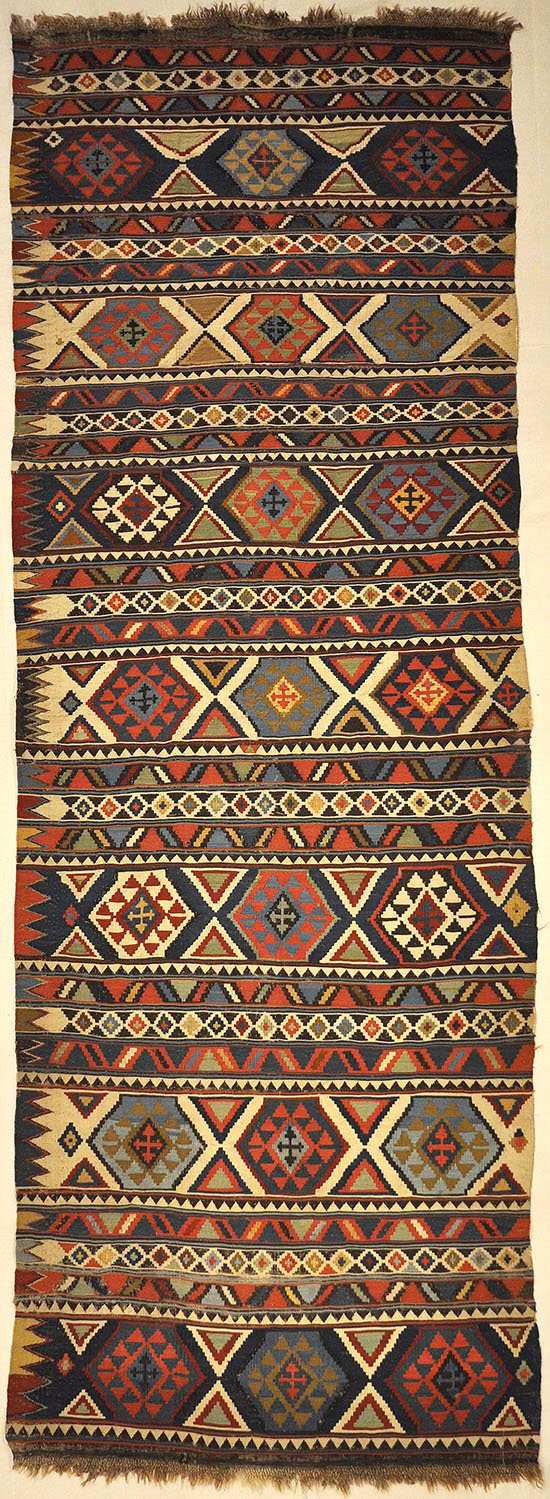 Antique Fine Shirvan Rug. A piece of genuine antique woven carpet art sold by Santa Barbara Design Center, Rugs and More in Santa Barbara, California.
