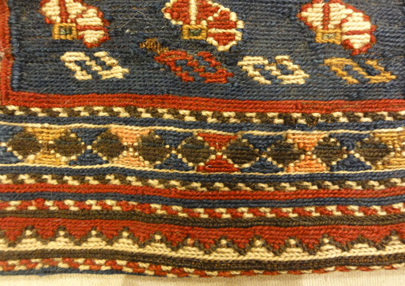Fine Caucasian Soumak Kelim Chanteh Bag. A piece of antique woven carpet art sold by Santa Barbara Design Center, Rugs and More in Santa Barbara, California