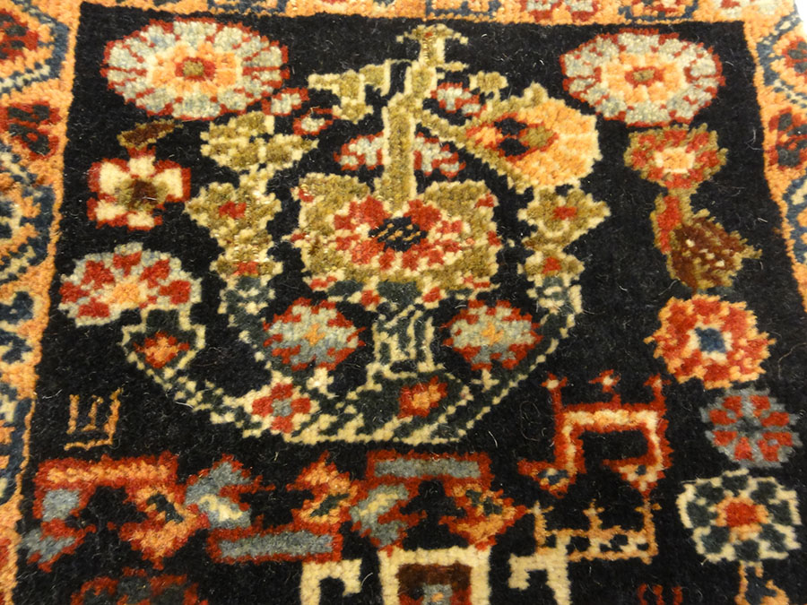 Antique Qashqai Chanteh Women's Bag. A piece of antique woven carpet art sold by Santa Barbara Design Center, Rugs and More in Santa Barbara, California.
