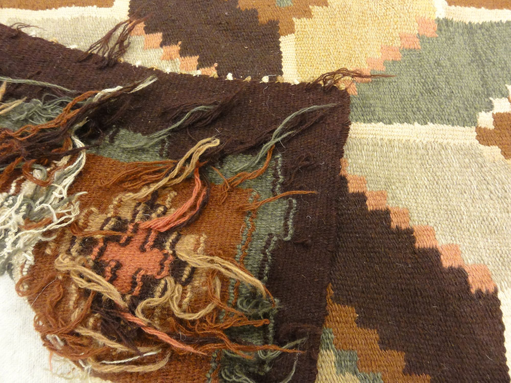 Antique Small Swedish Kelim Rug. A piece of antique woven carpet art sold by the Santa Barbara Design Center, Rugs in More in Santa Barbara, California.