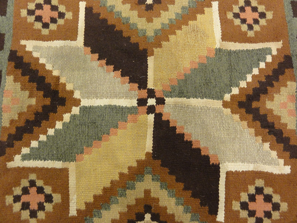 Antique Small Swedish Kelim Rug. A piece of antique woven carpet art sold by the Santa Barbara Design Center, Rugs in More in Santa Barbara, California.