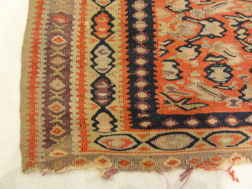 Antique Senneh Second Half of 19th Century. A piece of antique woven carpet art sold by Santa Barbara Design Center Rugs and More Santa Barbara California