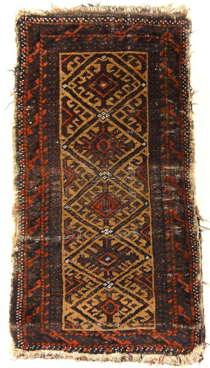 Antique Camel Hair Afghanistan Beluch. A piece of antique woven carpet art sold by Santa Barbara Design Center Rugs and More in Santa Barbara, California.