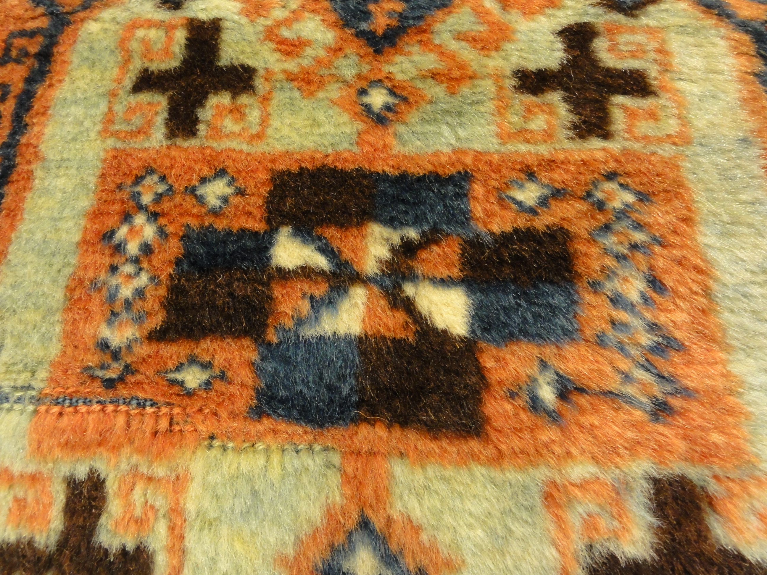 Antique Turkish Yastik ca 1900. A piece of genuine woven carpet art sold at Santa Barbara Design Center, Rugs and More in Santa Barbara, California.